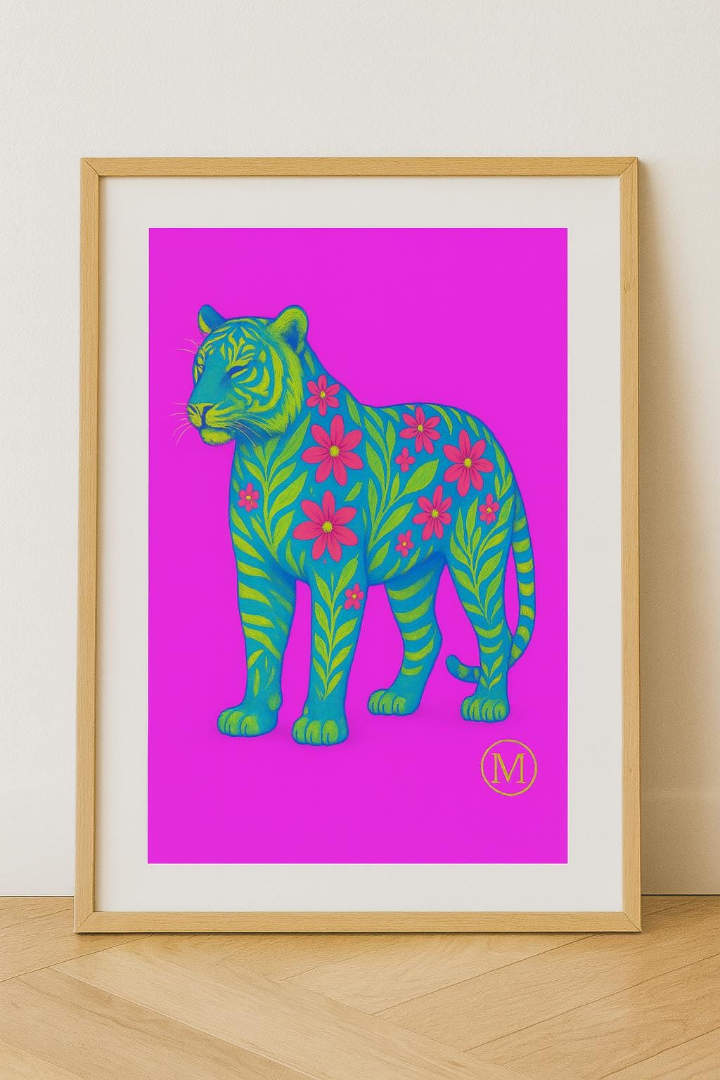 Neon Tiger Art Print - Wild Animal Wall Art - Digital Download