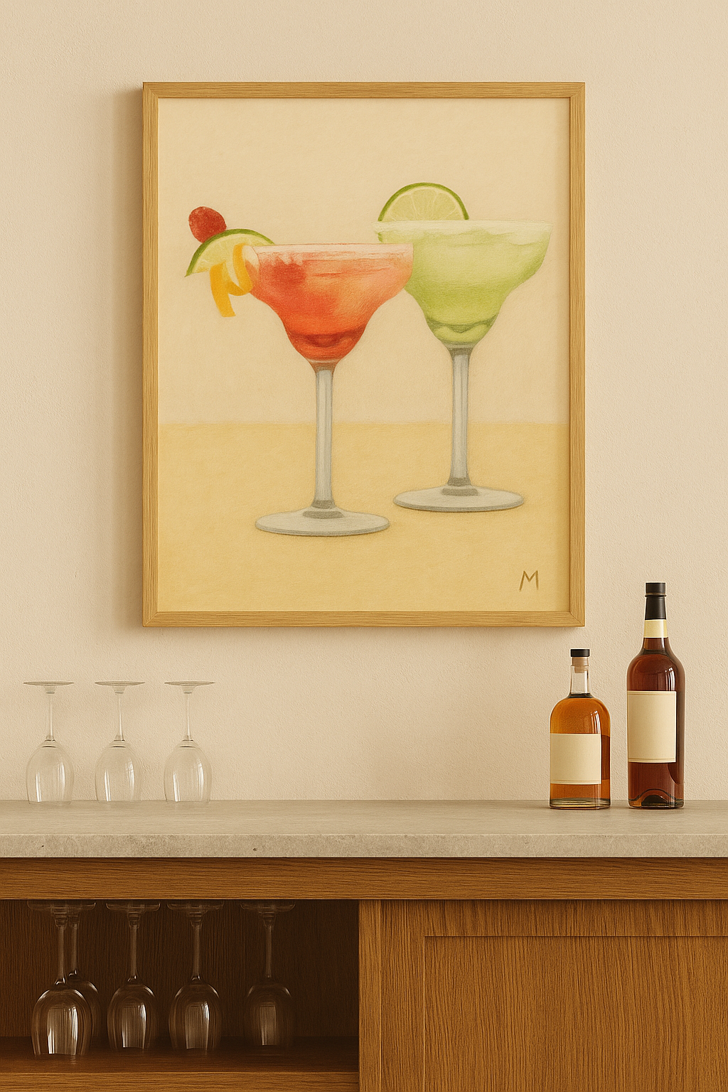 Tropical Cocktails Wall Art – Printable Bar Poster – Soft Pastel Drink Illustration – Summer Kitchen Decor – MATCH Prints