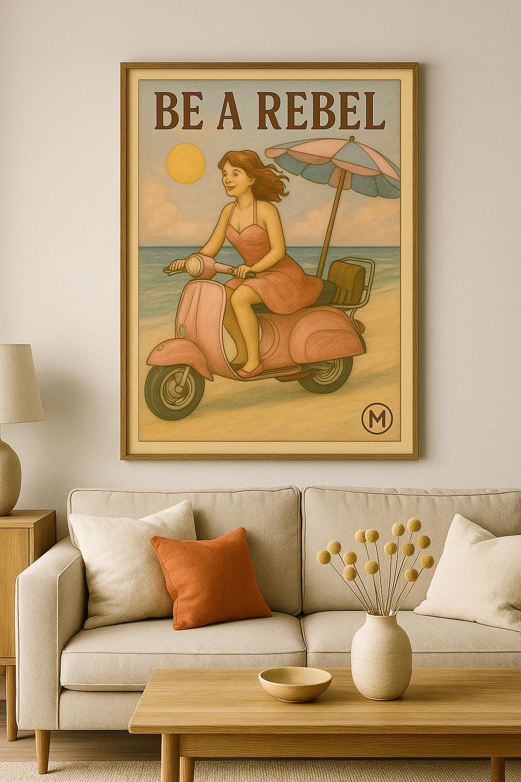 Be a Rebel Vintage Print -Inspirational Quote Poster - Digital Download