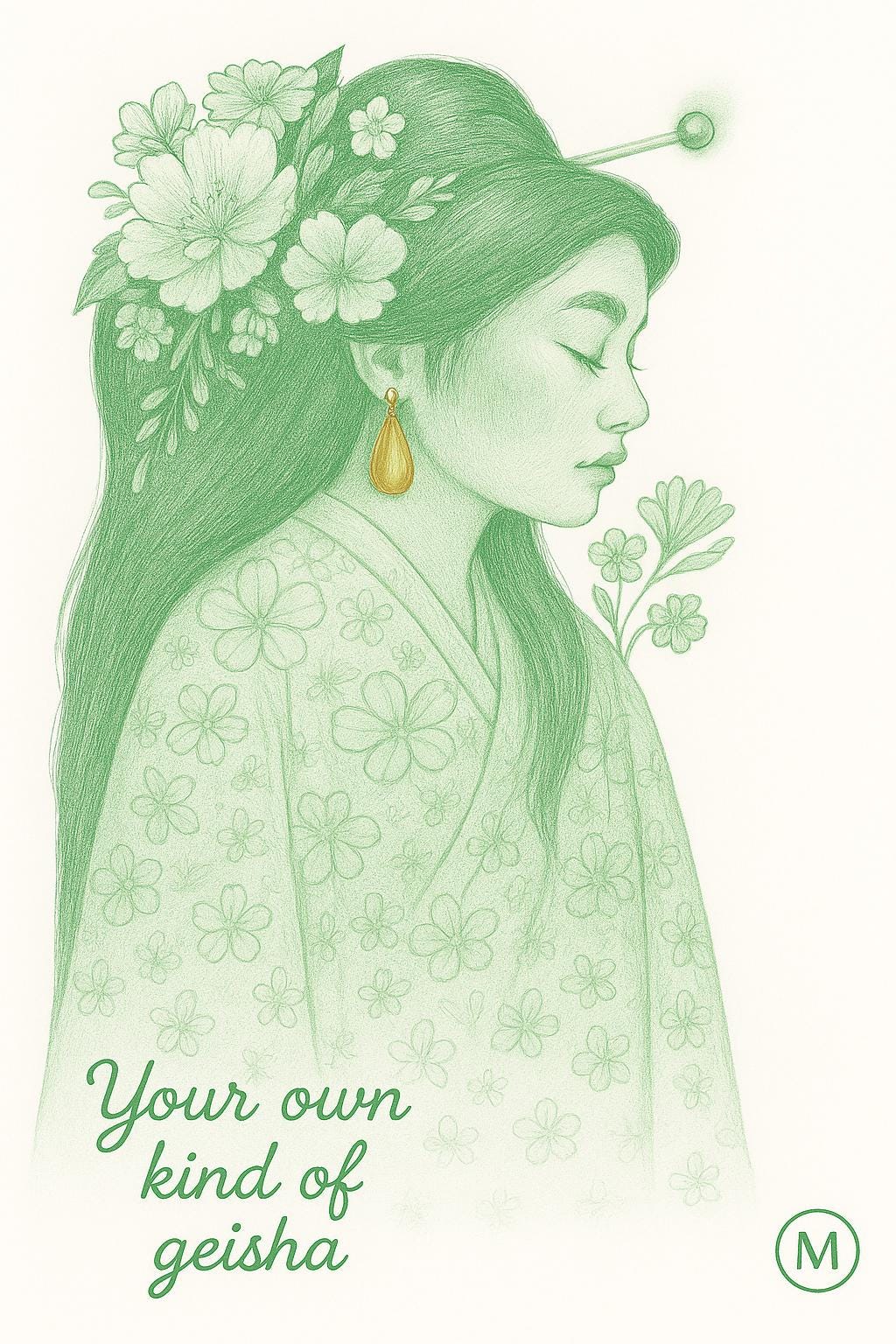 Your Own Kind of Geisha Print - Green Neon Art - Digital download