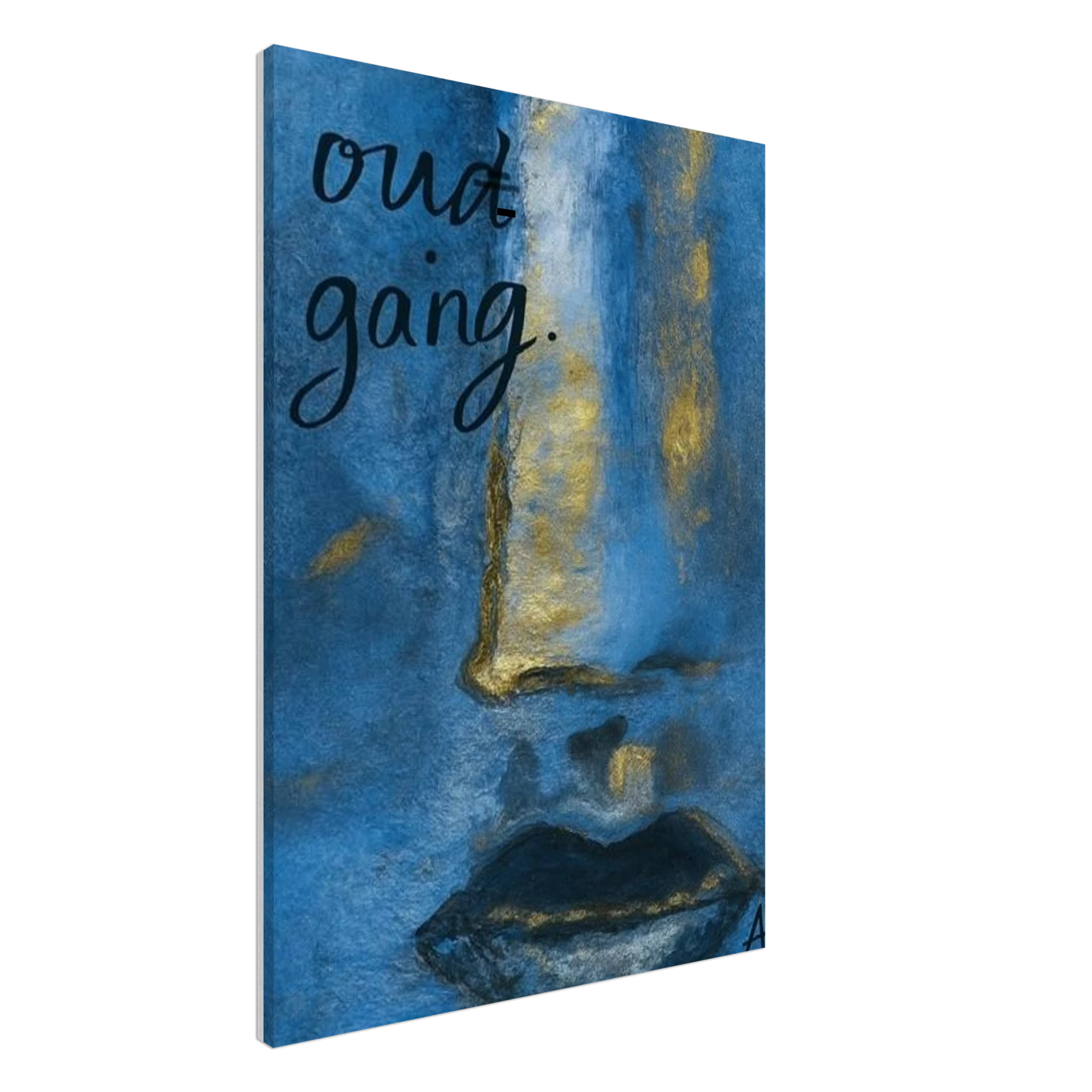 Poster print titled OUT GOING – textured pink and gold close-up from original painting. Bold and stylish wall art by MATCH Wall Art.