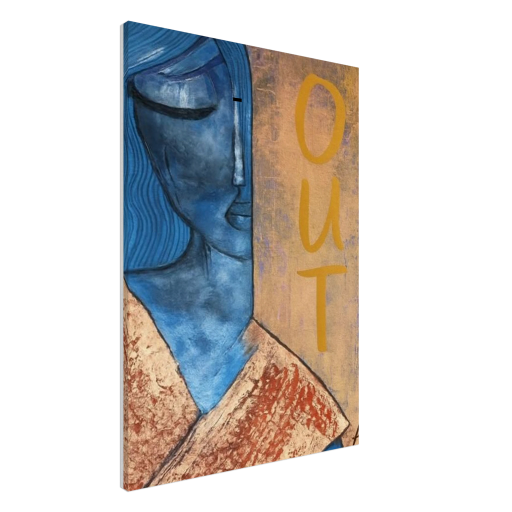 Poster print titled OUT GOING – textured pink and gold close-up from original painting. Bold and stylish wall art by MATCH Wall Art.