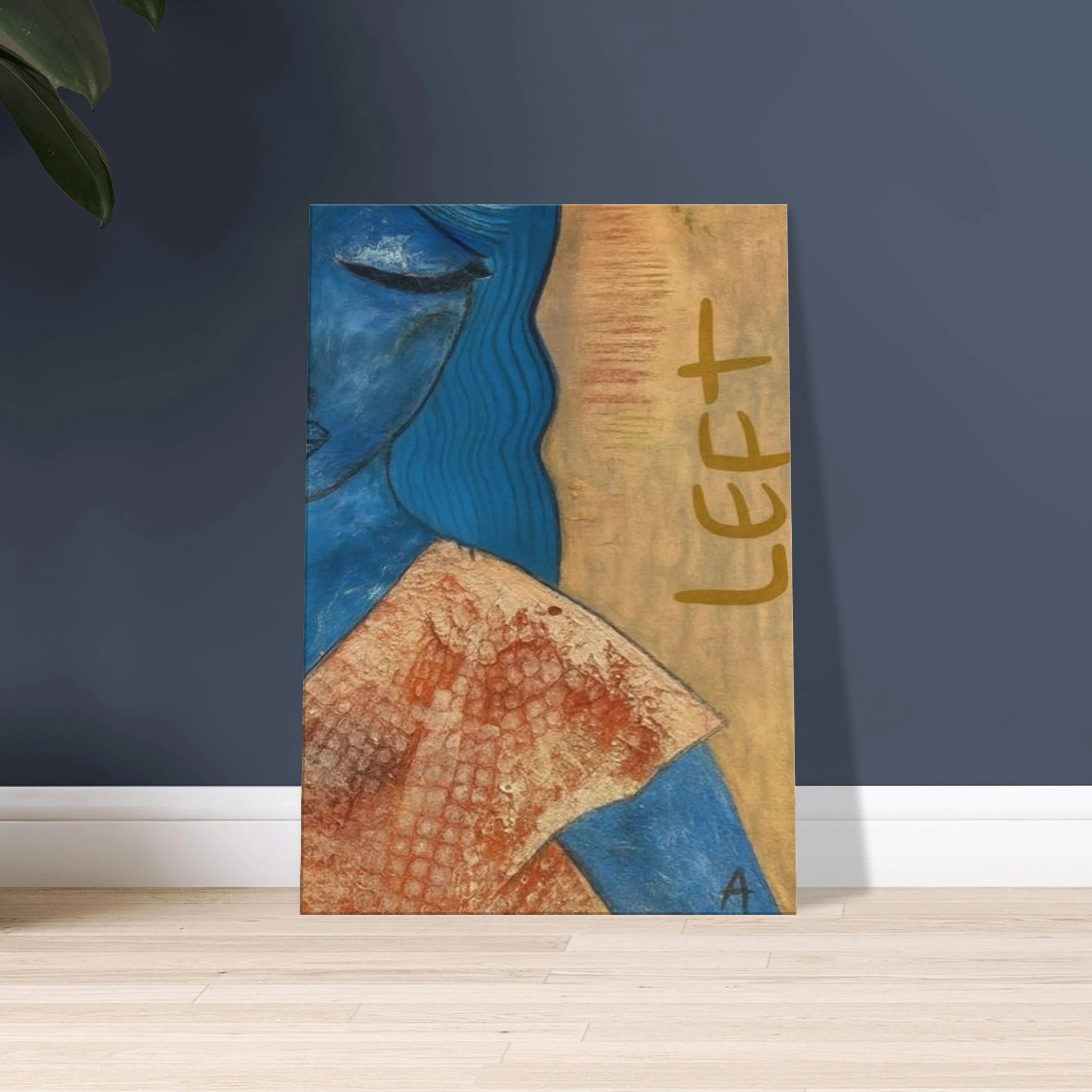 Poster print titled OUT GOING – textured pink and gold close-up from original painting. Bold and stylish wall art by MATCH Wall Art.