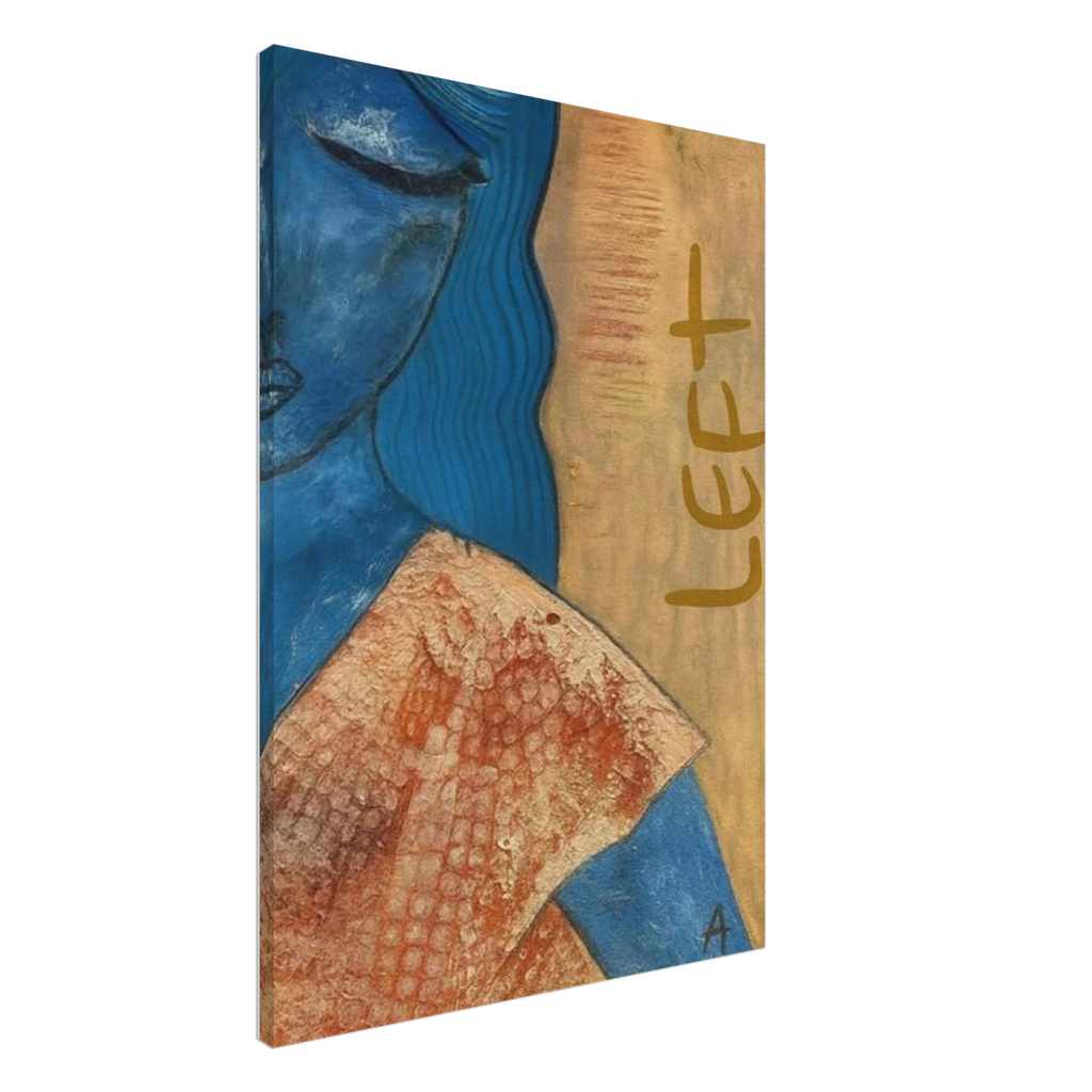 Poster print titled OUT GOING – textured blue and gold close-up from original painting. Bold and stylish wall art by MATCH Wall Art. trending