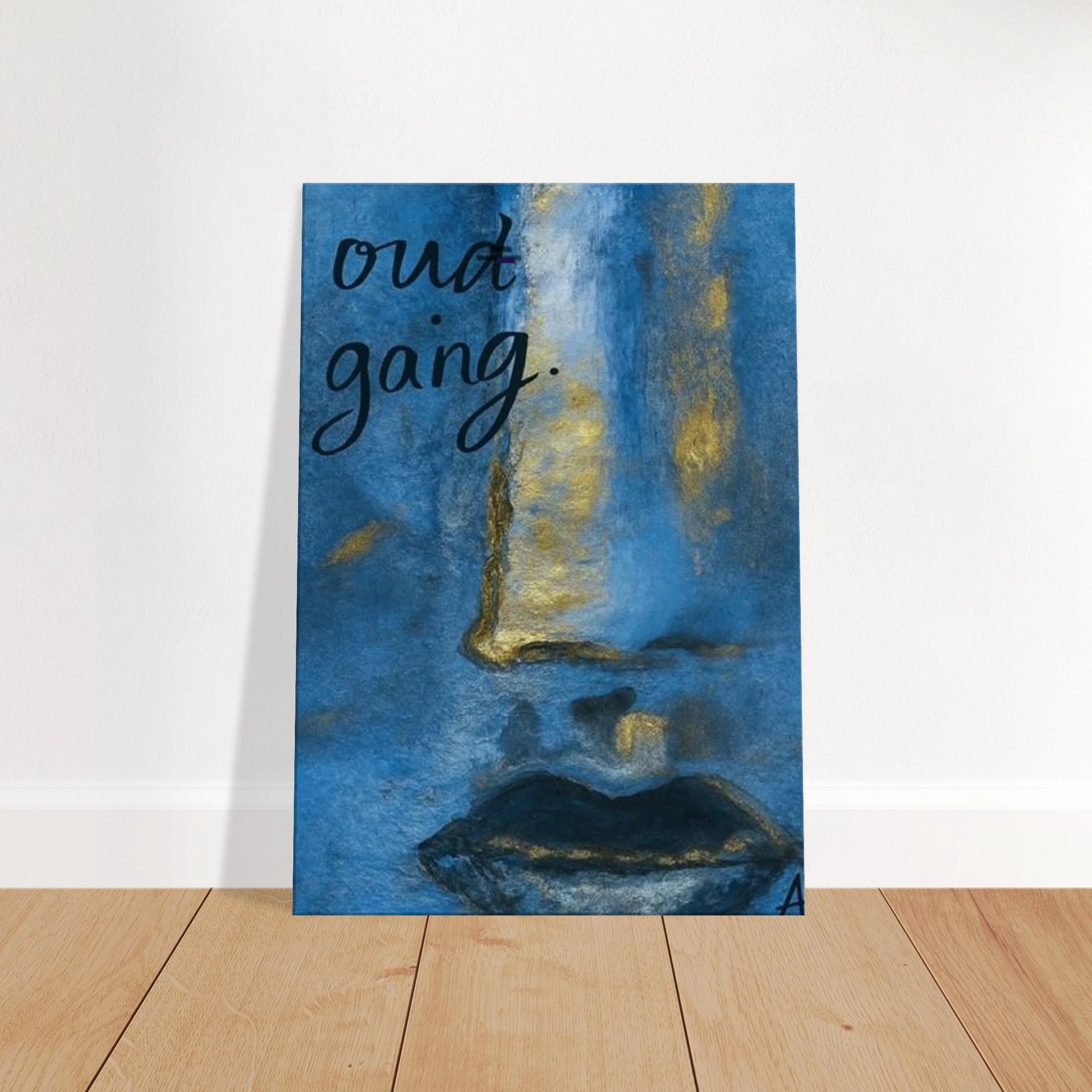 Poster print titled OUT GOING – textured pink and gold close-up from original painting. Bold and stylish wall art by MATCH Wall Art