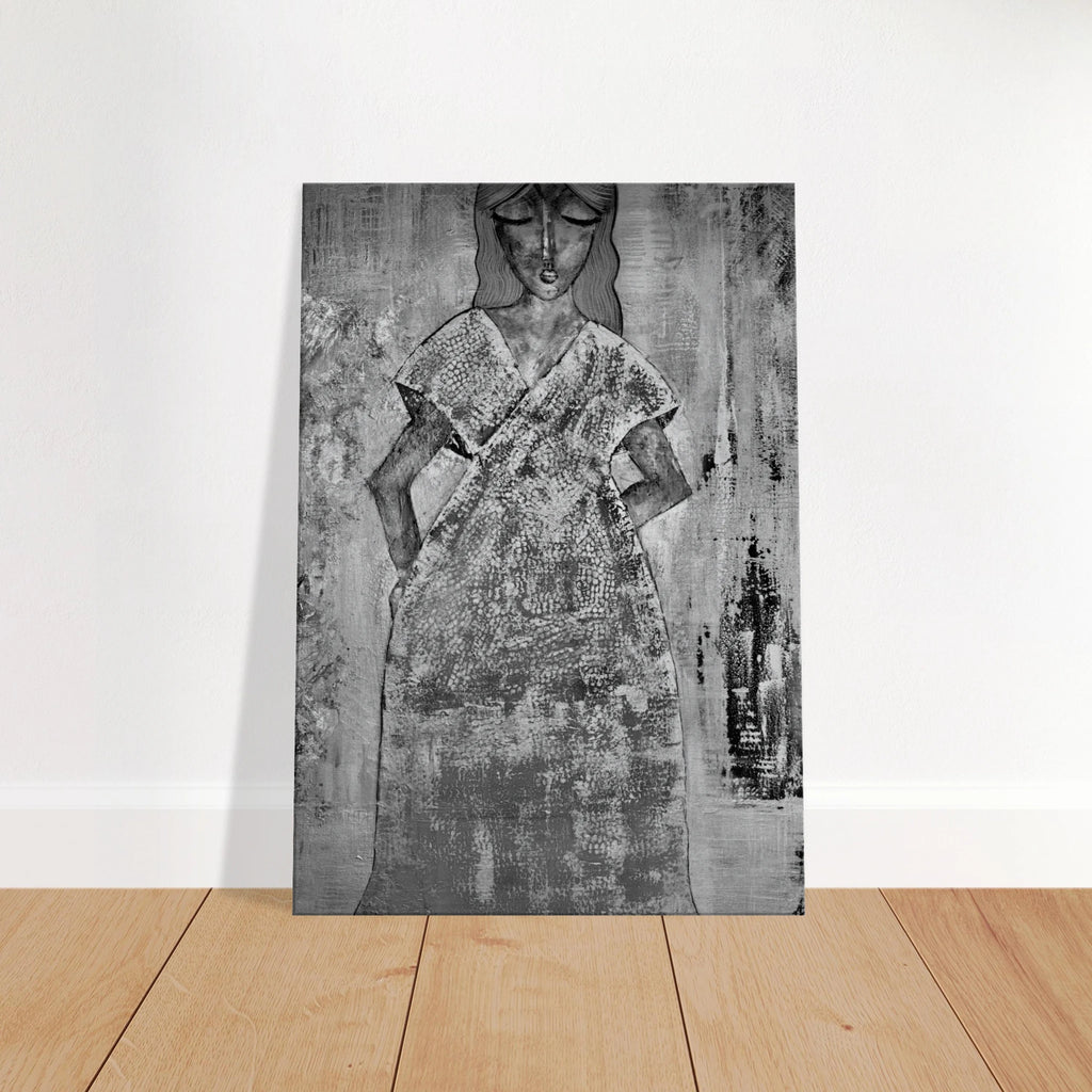 Poster print titled OUT GOING – textured silver and grey  from original painting. Bold and stylish wall art by MATCH Wall Art.

