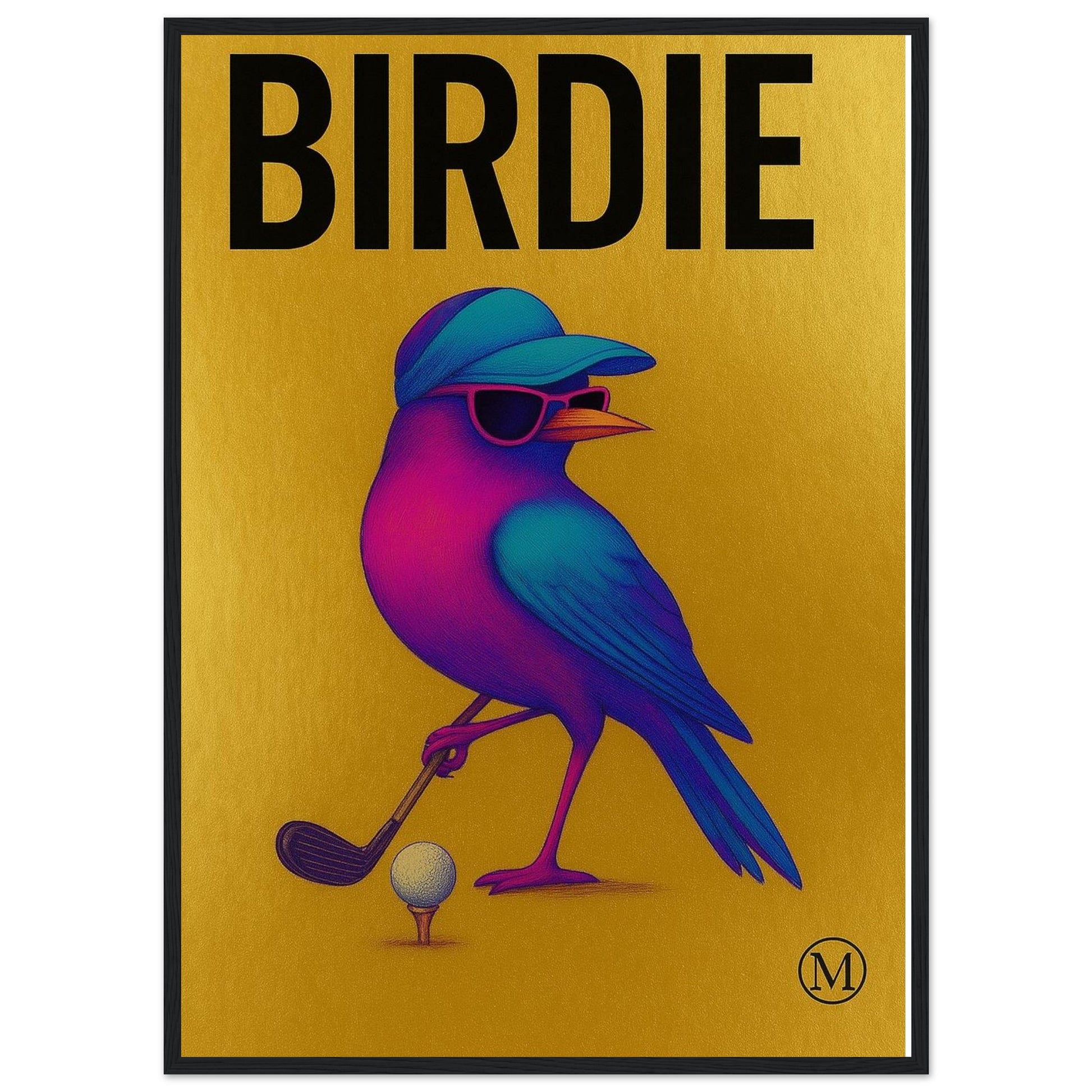 Brighten your space with this neon bird poster! Birdie golf wall art for instant download. Bold digital print from the MATCH Animal Collection