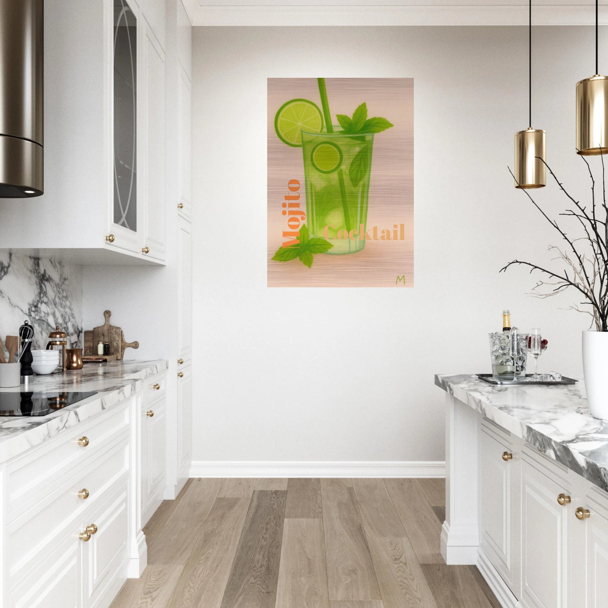 Aluminium Wall Art by match – luxury Mojito Cocktail in kitchen 