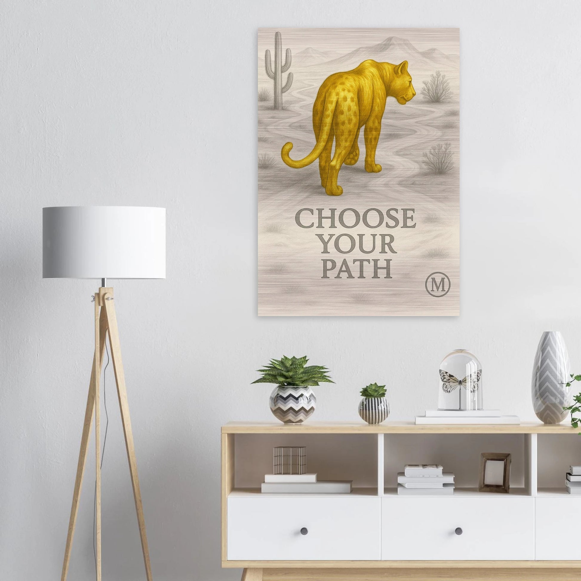 Elegant panther brushed aluminum wall art -sophisticated luxury wildlife decor by MATCH Wall Art