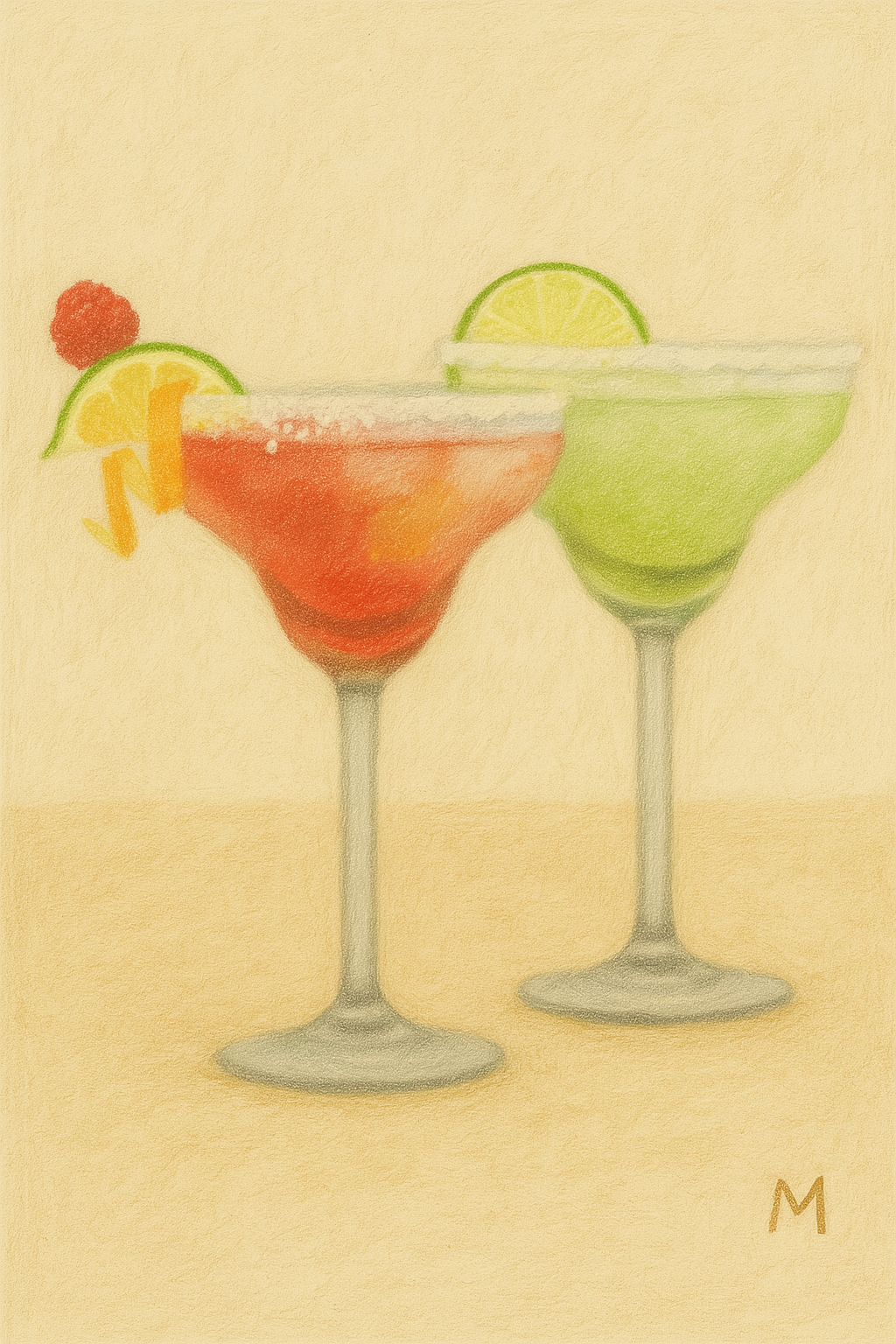 Tropical Cocktails Wall Art – Printable Bar Poster – Soft Pastel Drink Illustration – Summer Kitchen Decor – MATCH Prints