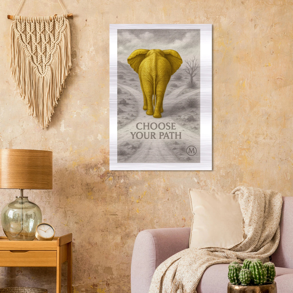 elephant brushed aluminum wall art - opulent wildlife statement piece by MATCH Wall Art luxury