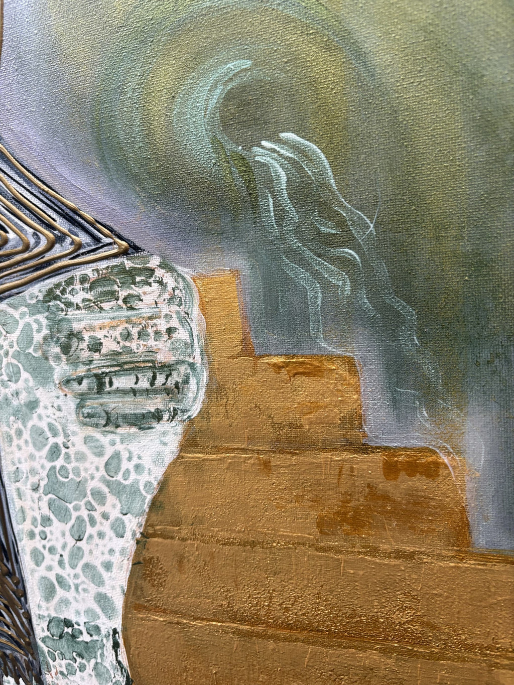 Embrace you painting gold en bold close up water