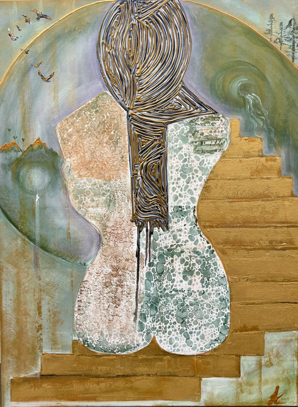 Embrace you painting gold en bold