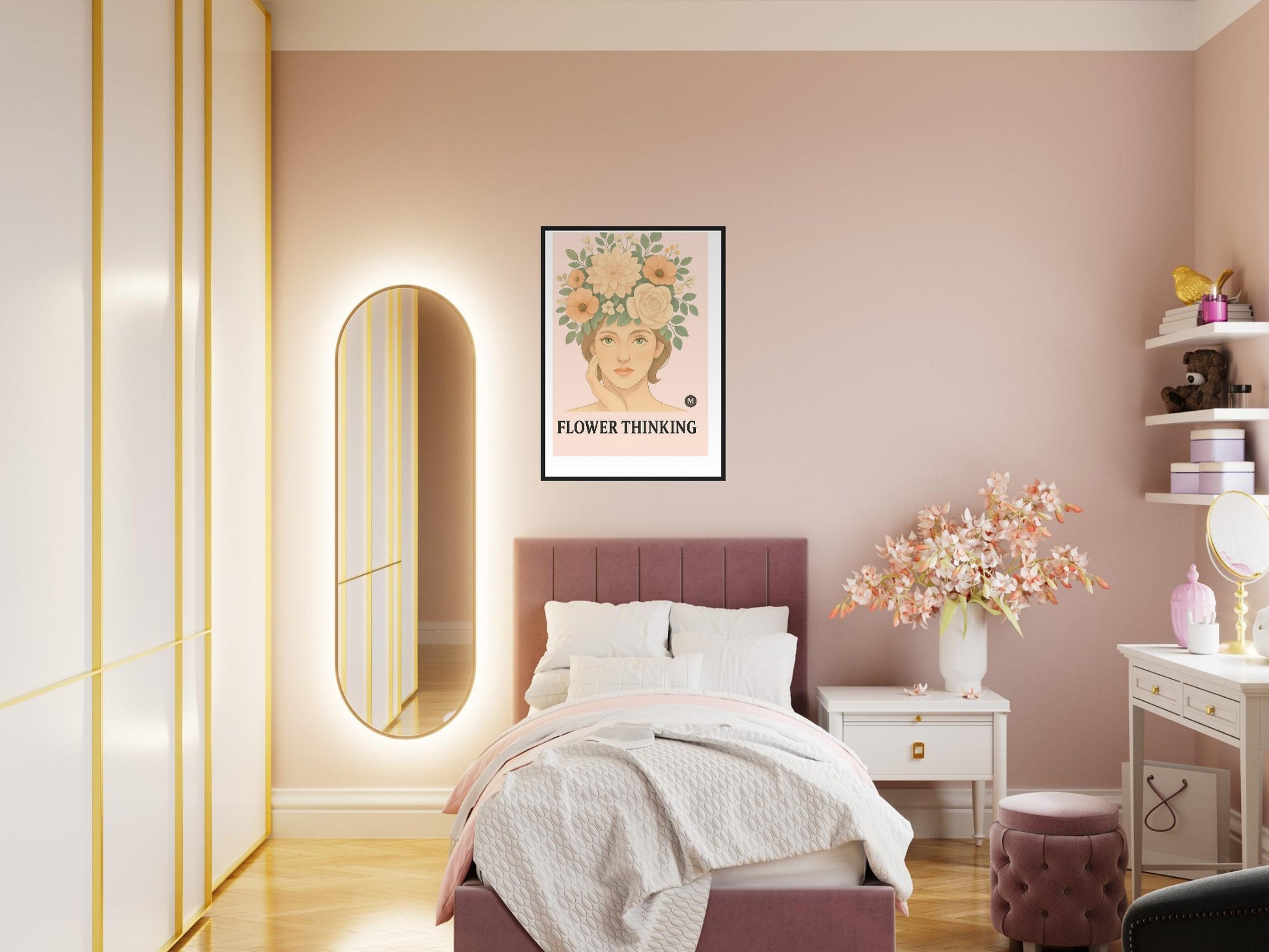 pastel pink vintage framed poster
