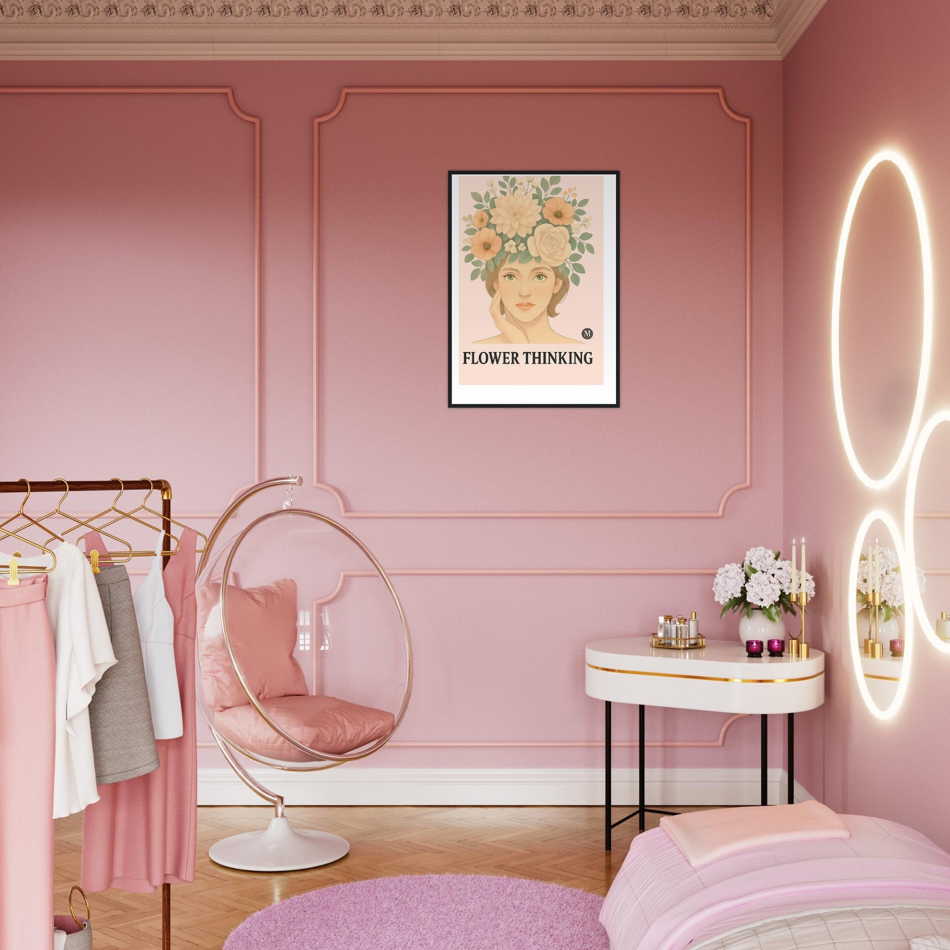 pastel pink vintage framed poster