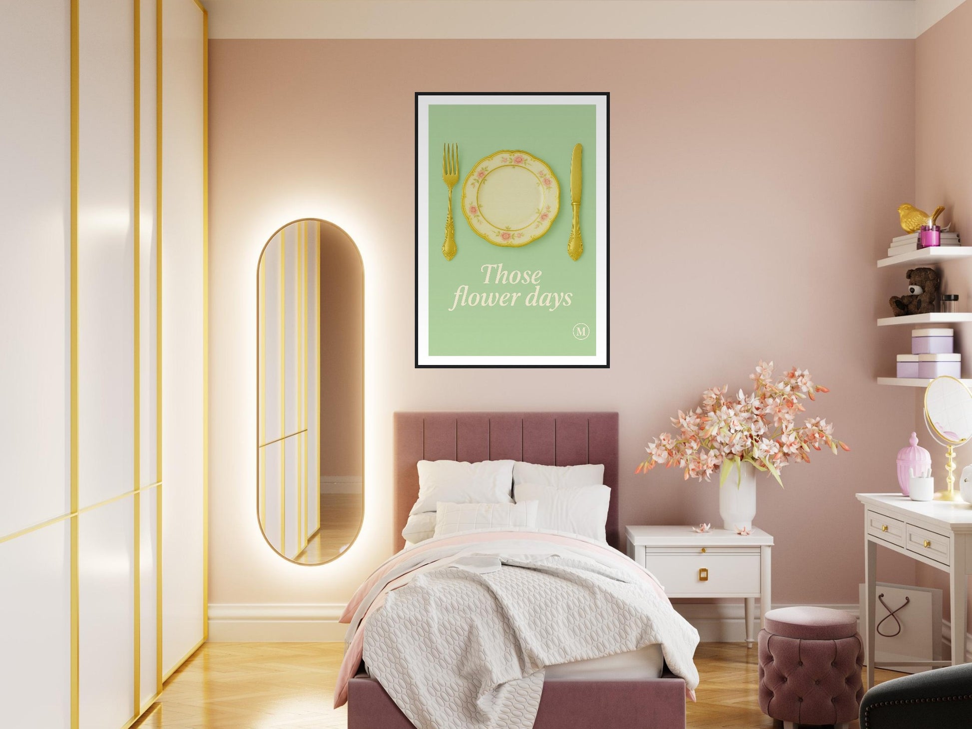 Green vintage those flower days framed poster