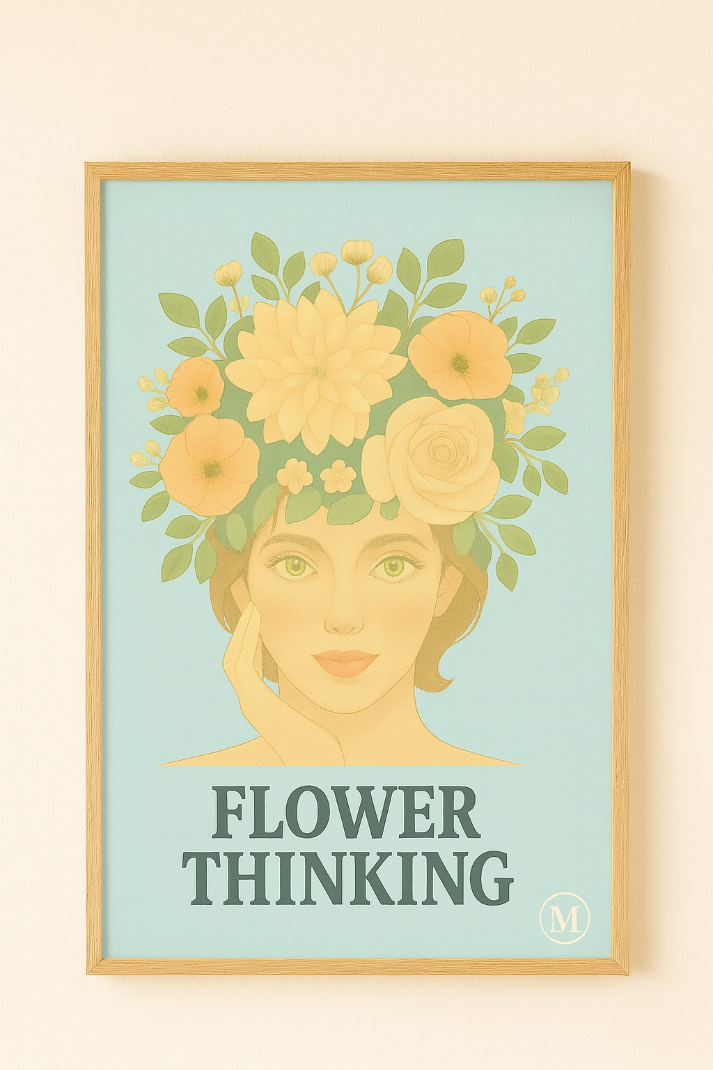 Vintage poster set with floral woman portrait, retro flower plate – wall art by MATCH Prints 