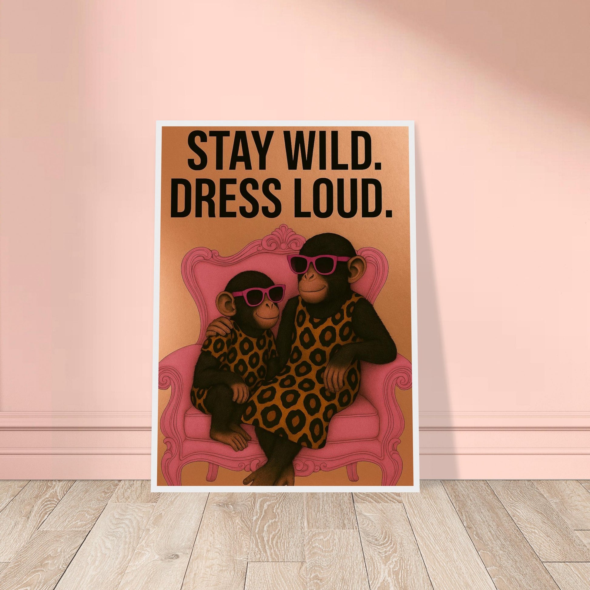 Add humor and attitude to your space with this bold monkey poster in leopard print. Digital download or luxury wall print – part of the MATCH Animals series.
