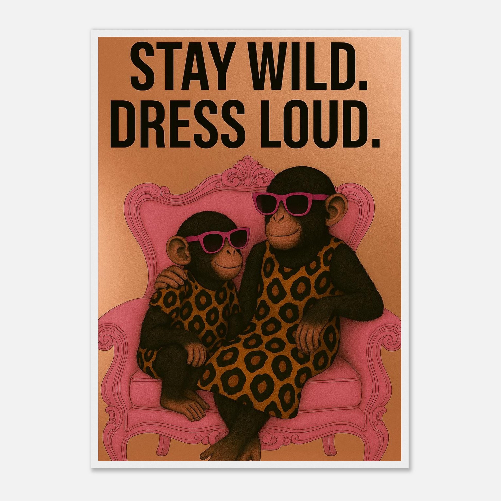Add humor and attitude to your space with this bold monkey poster in leopard print. Digital download or luxury wall print – part of the MATCH Animals series.