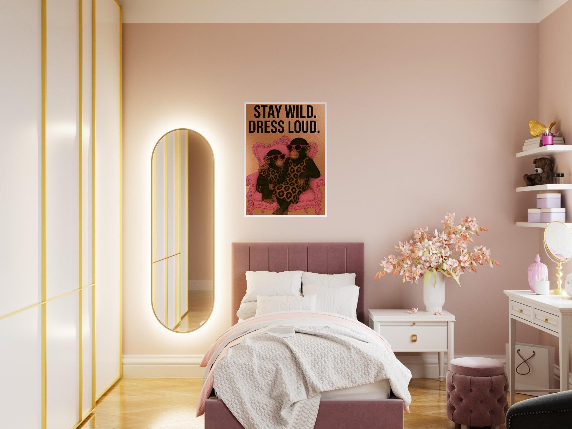 Add humor and attitude to your space with this bold monkey poster in leopard print. luxury wall print – part of the MATCH Animals series.