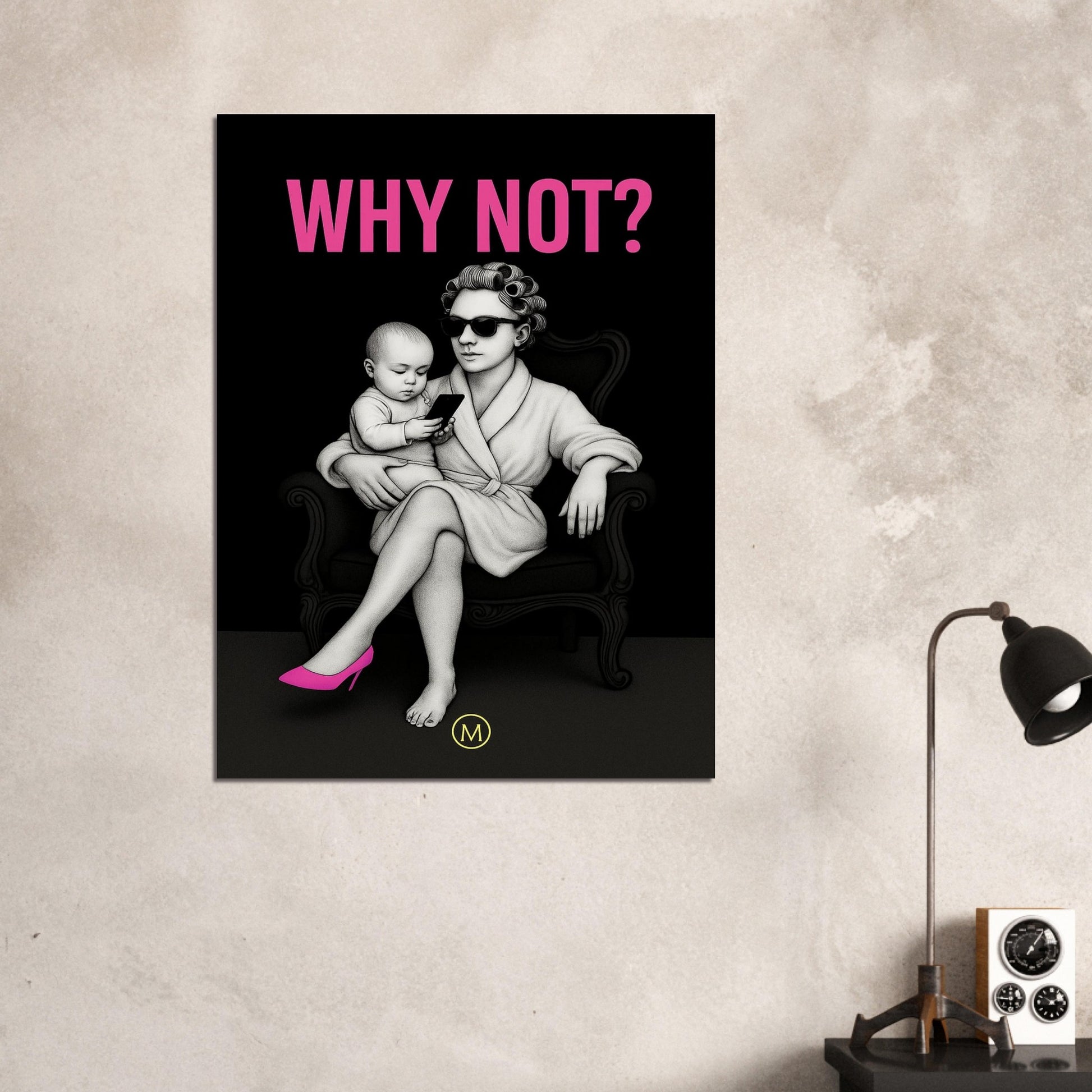 Stylish woman wall art of a modern mom in panter and pink stilettos with bold quote – MATCH Prints