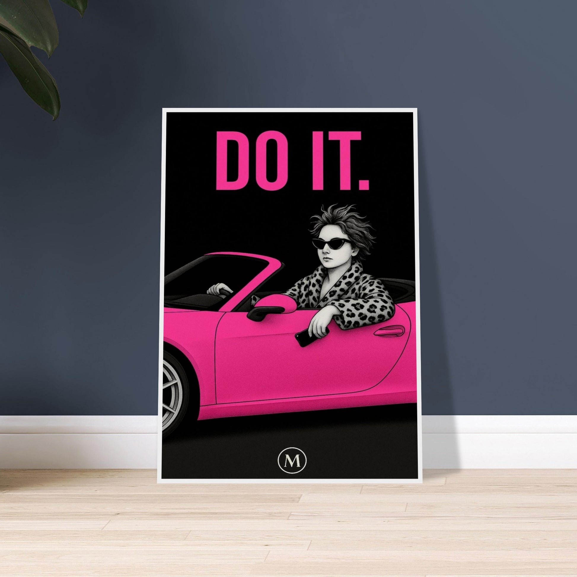 Stylish woman wall art of a modern mom in panter and pink stilettos with bold quote – MATCH Prints