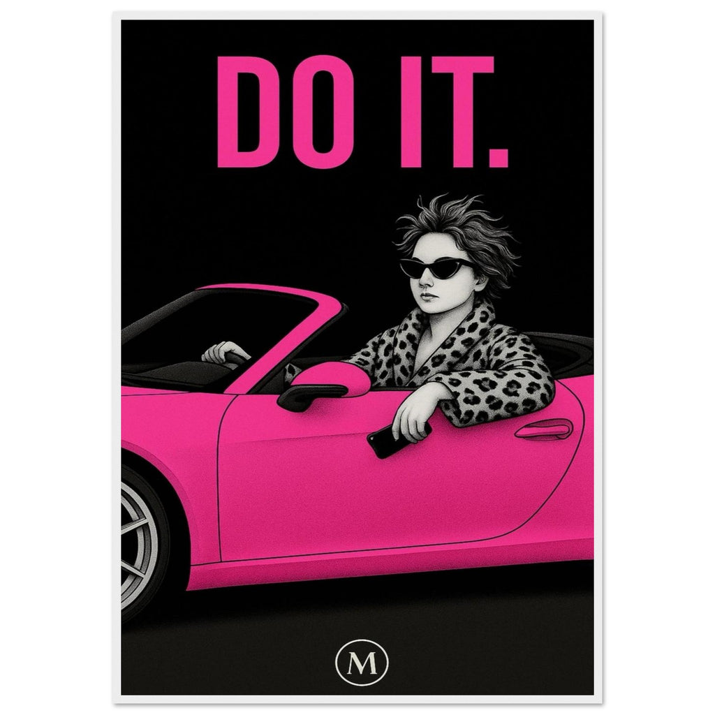 Stylish woman wall art of a modern mom in panter and pink stilettos with bold quote – MATCH Prints