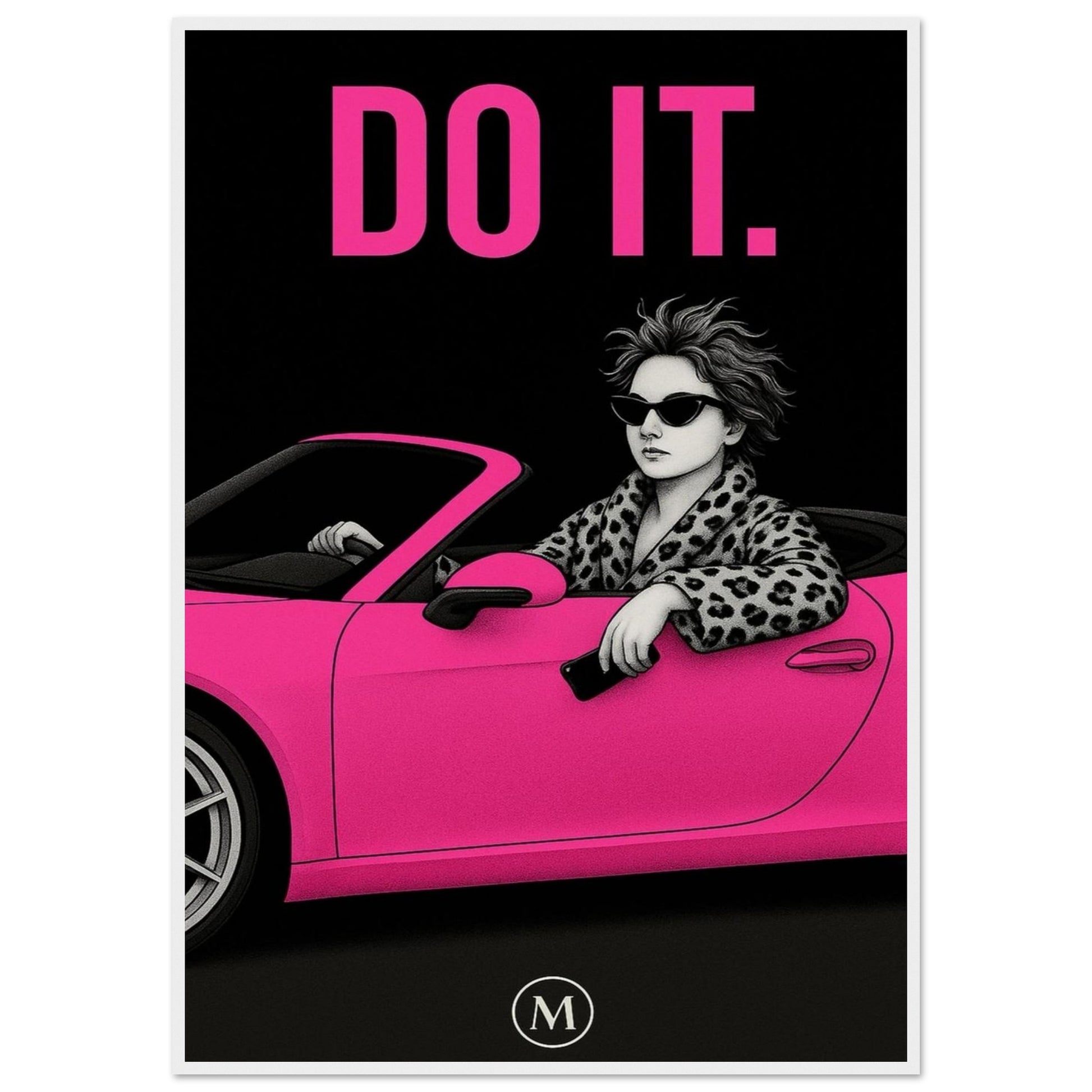 Stylish woman wall art of a modern mom in panter and pink stilettos with bold quote – MATCH Prints