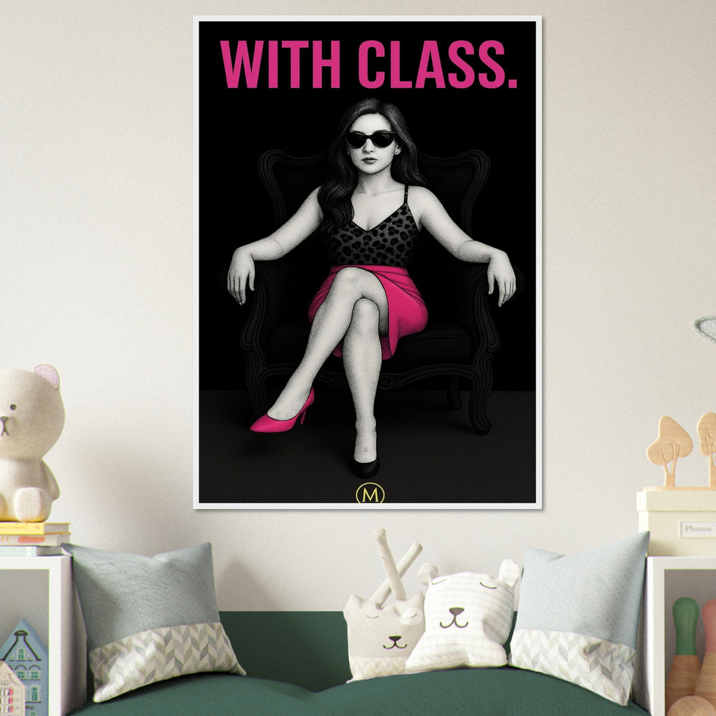 Stylish woman wall art of a modern mom in panter and pink stilettos with bold quote – MATCH Prints