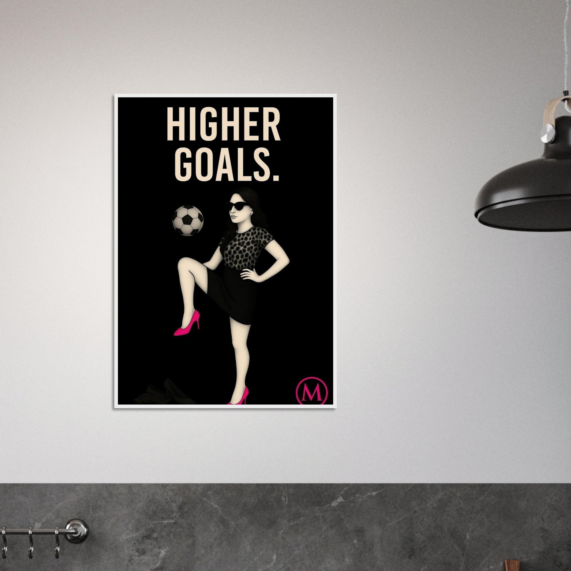 Stylish woman wall art of a modern mom in panter and pink stilettos with bold quote – MATCH Prints