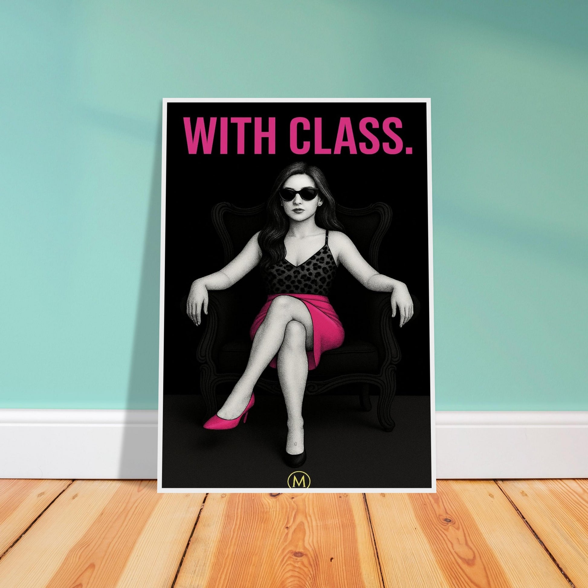 Stylish woman wall art of a modern mom in panter and pink stilettos with bold quote – MATCH Prints