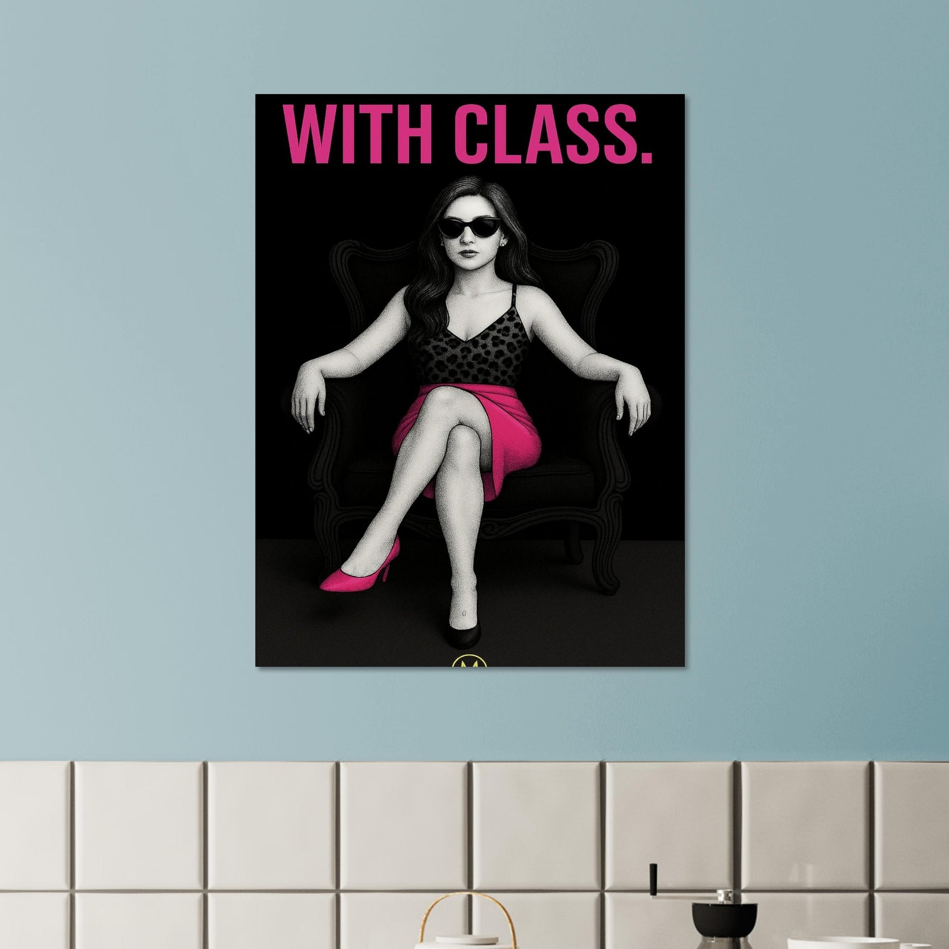Stylish woman wall art of a modern mom in panter and pink stilettos with bold quote – MATCH Prints