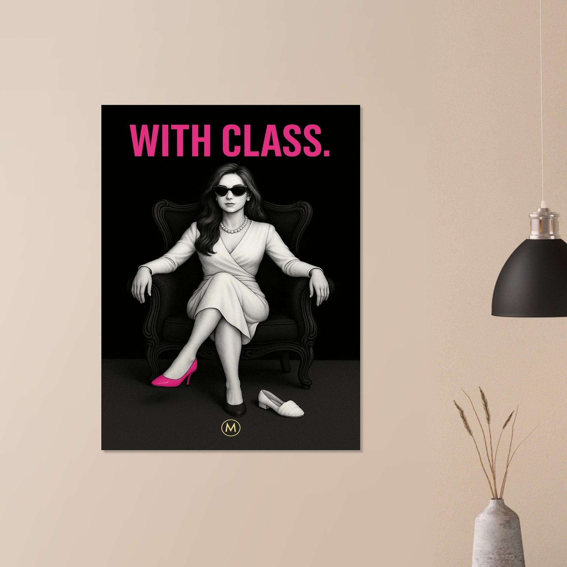 Stylish woman wall art of a modern mom in panter and pink stilettos with bold quote – MATCH Prints