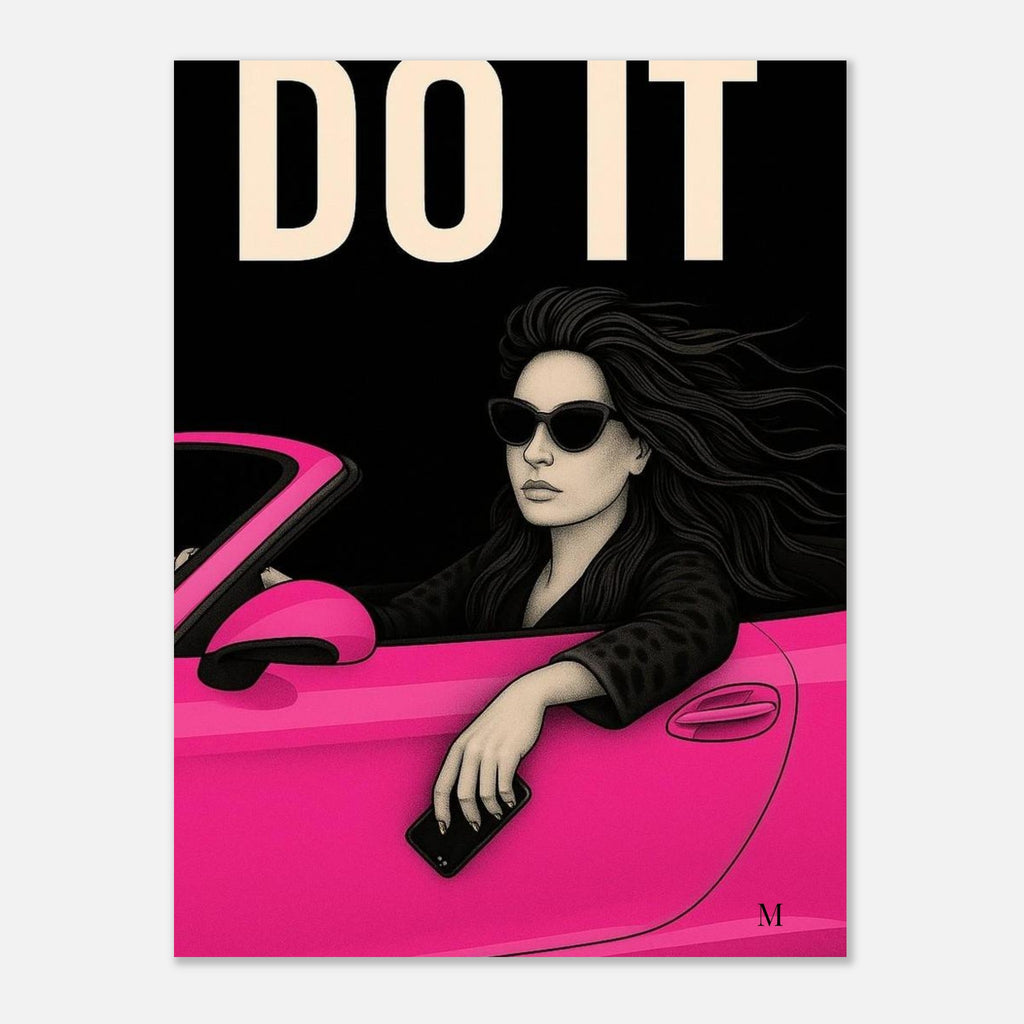 Stylish woman wall art of a modern mom in panter and pink stilettos with bold quote – MATCH Prints