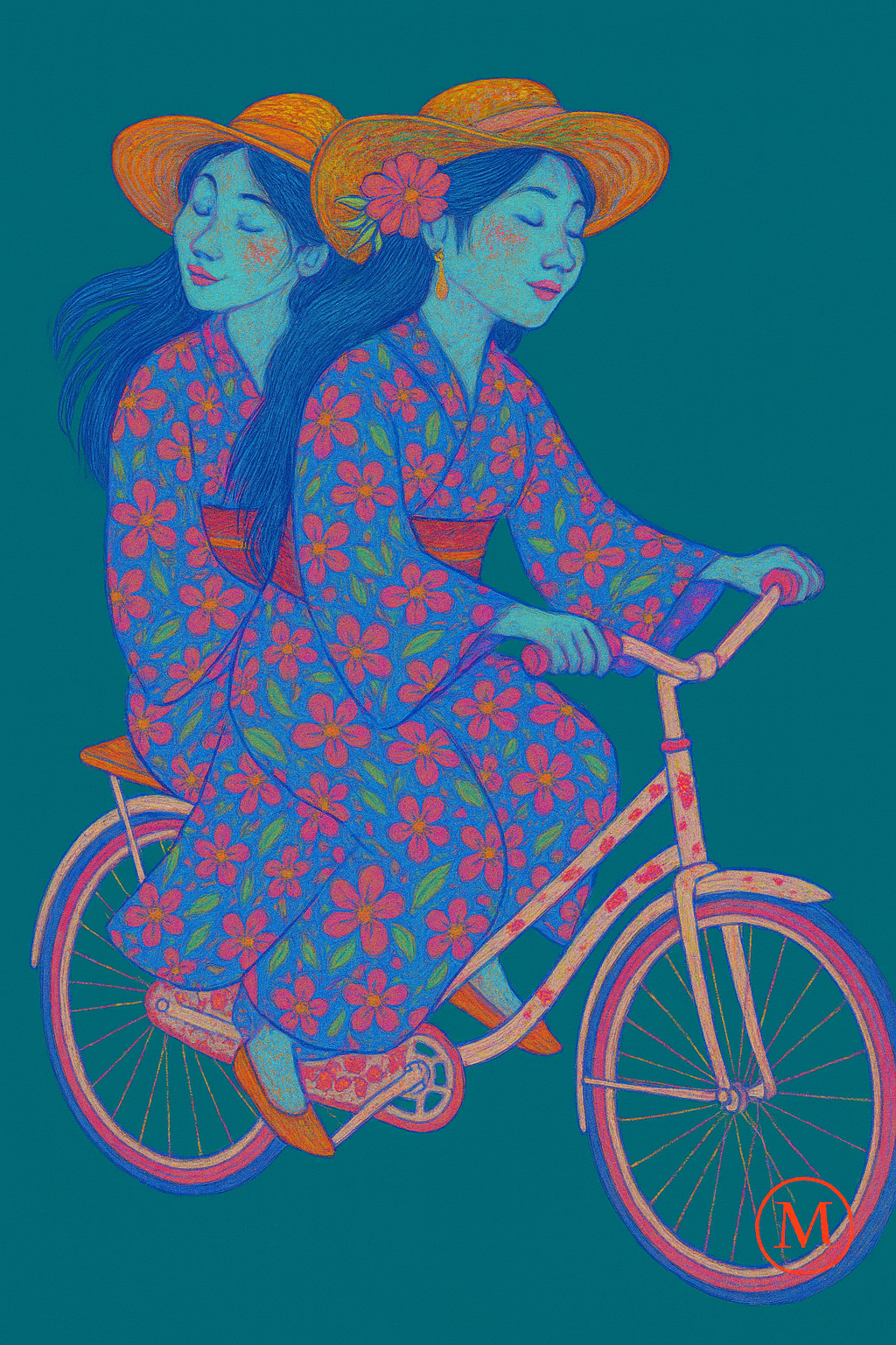 Geisha poster in pastel kimono with gold floral hairpiece and the quote “Your Own Kind of Geisha” – feminine wall art print from MatchWallArt.