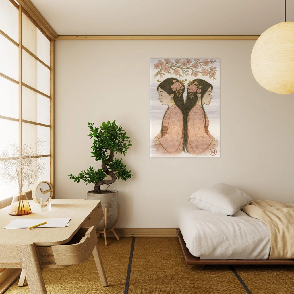 Match wall art Geisha Brushed Aluminum poster twins