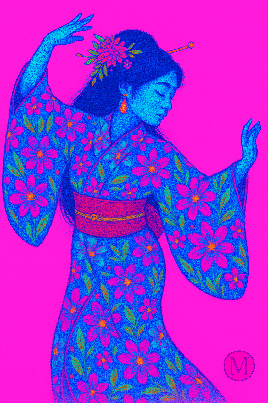 Your own kind of geisha – dancing- purple. digital download