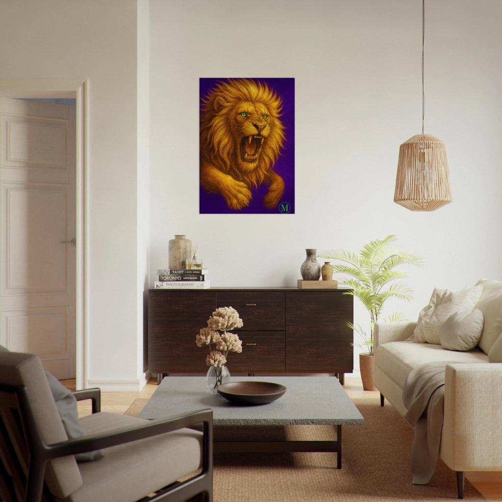 brushed aluminum wall art- high-end wildlife metal print by MATCH Wall Art lion
