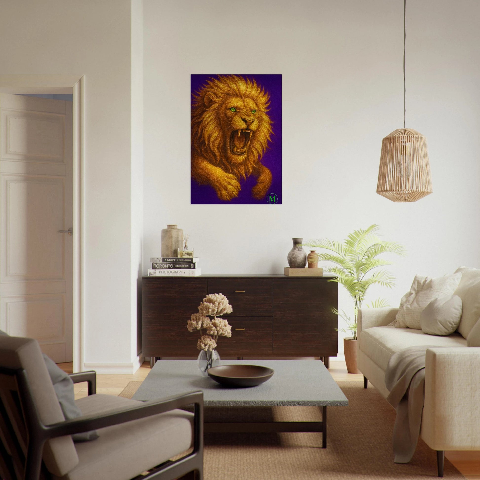 brushed aluminum wall art- high-end wildlife metal print by MATCH Wall Art lion