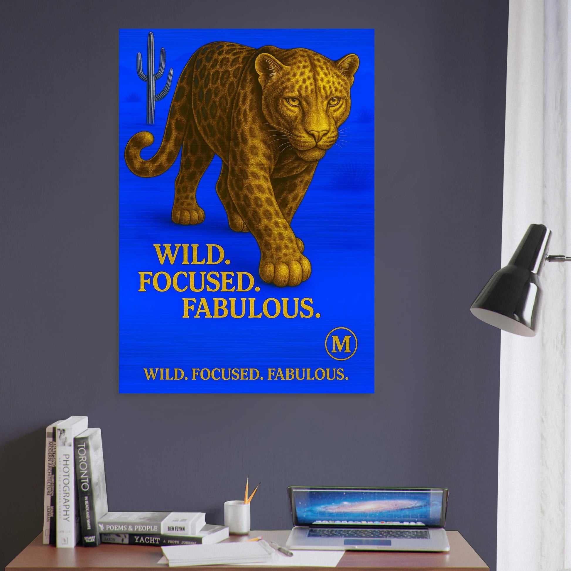 bold Panther bleu on office with quote wild focused fabulous Match Wall Art luxe brushed aluminum