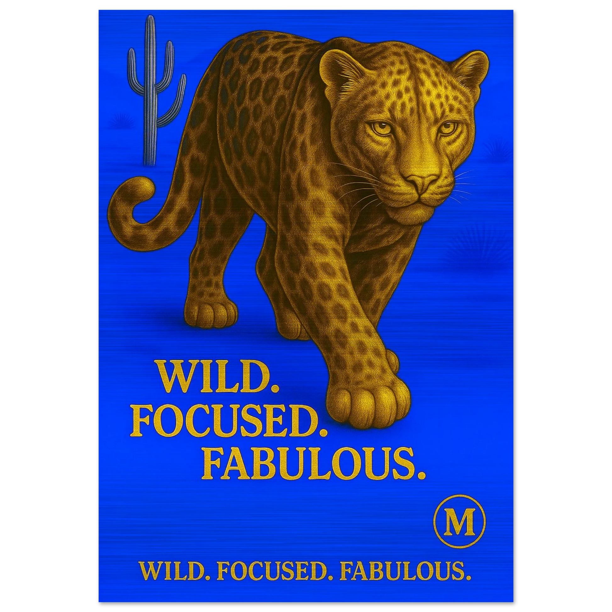 Panther blue backgroud with quote home is where the Chaos at. Match Wall Art brushed aluminum luxury 