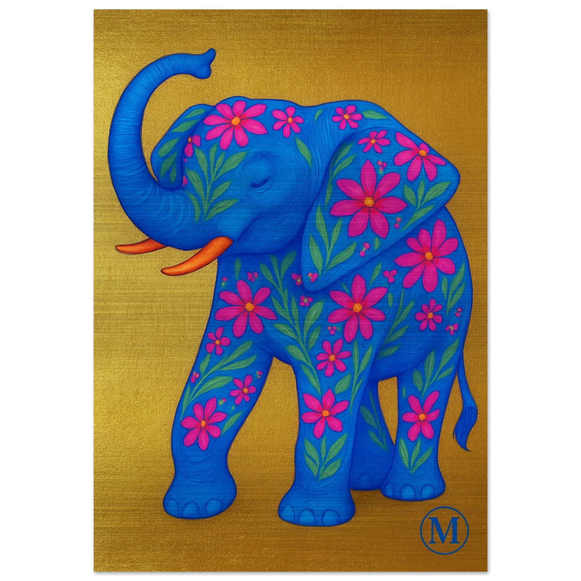 Elephant gold flowered with lux- fine art- the wall art from MATCH Panther Collection luxery wall art