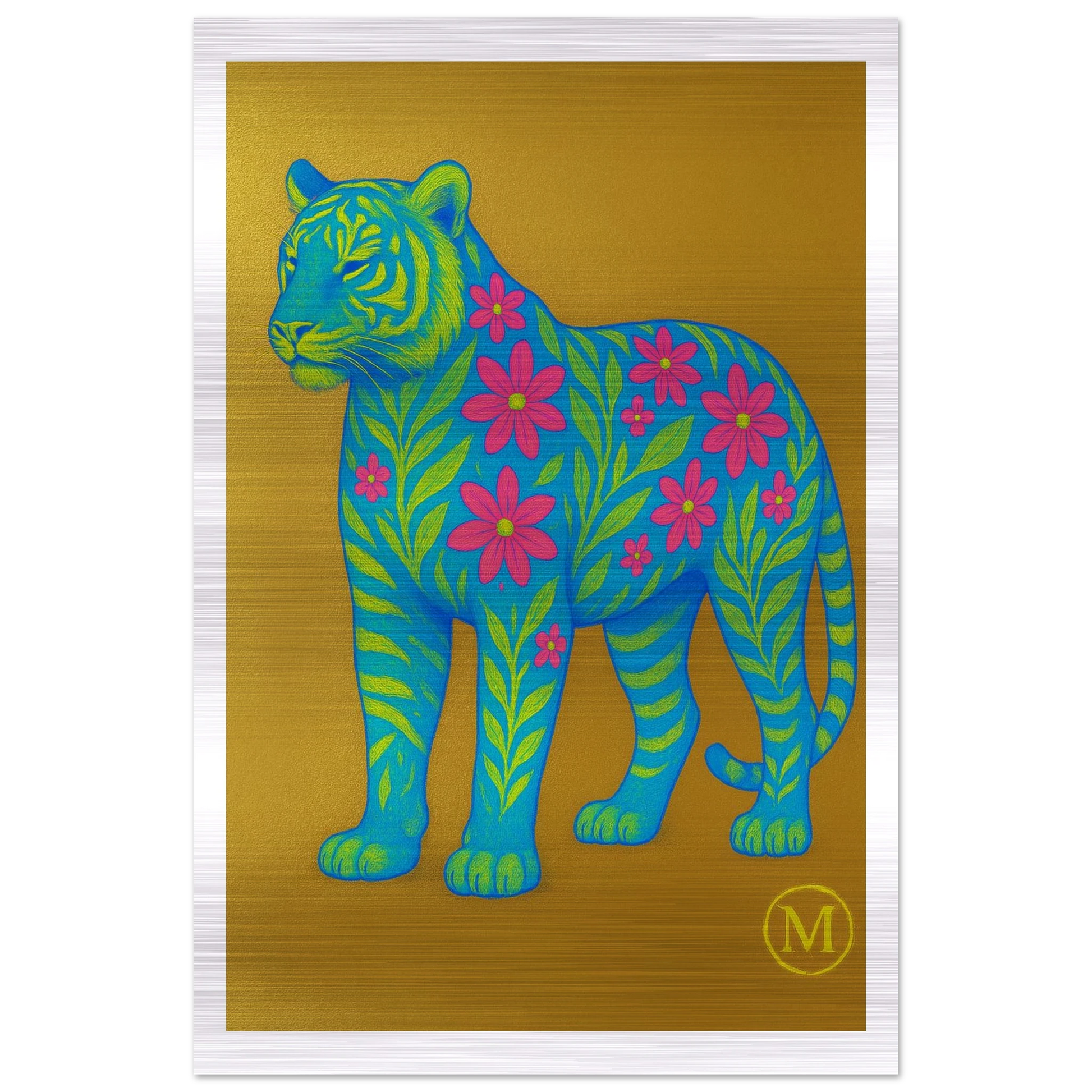 Golden flowered with golden background and edges the wall art from MATCH Panther
