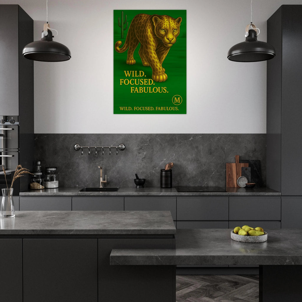 panther in kitchen walking through muted desert with quote wild focused fabulous . from MATCH wall art
