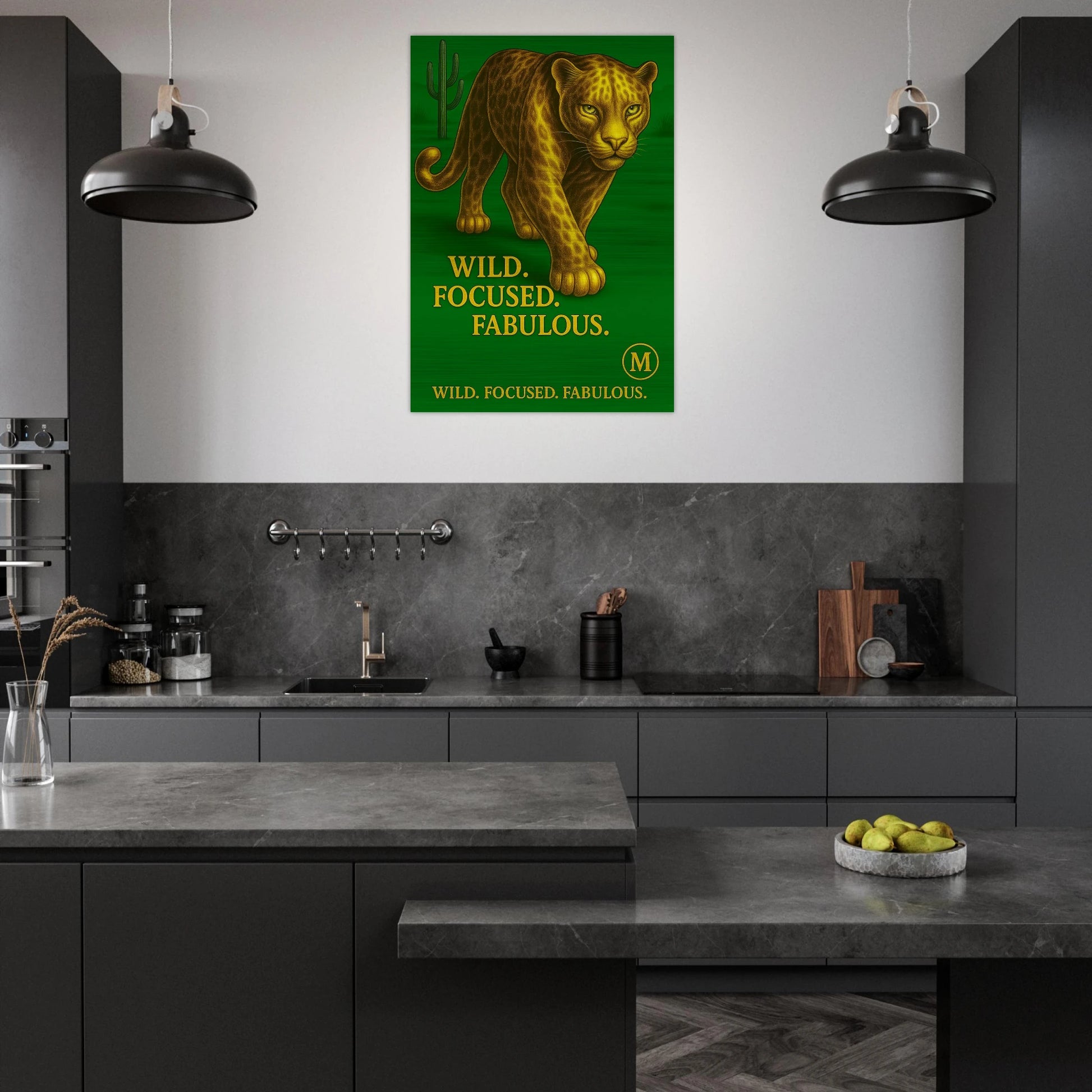 panther in kitchen walking through muted desert with quote wild focused fabulous . from MATCH wall art
