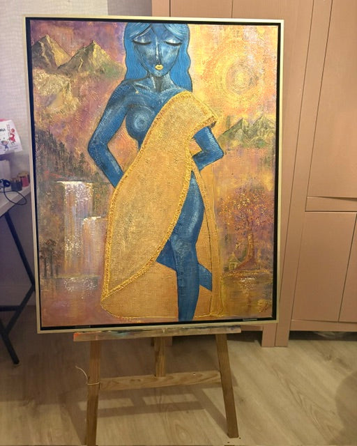 She knows | Textured Figurative Acrylic Painting