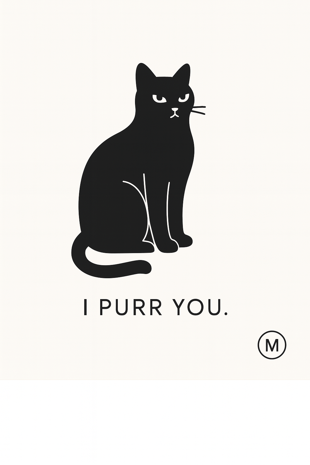 Cute black cat silhouette with 'i purr you' text, minimalist cat lover wall art, digital download, printable home decor