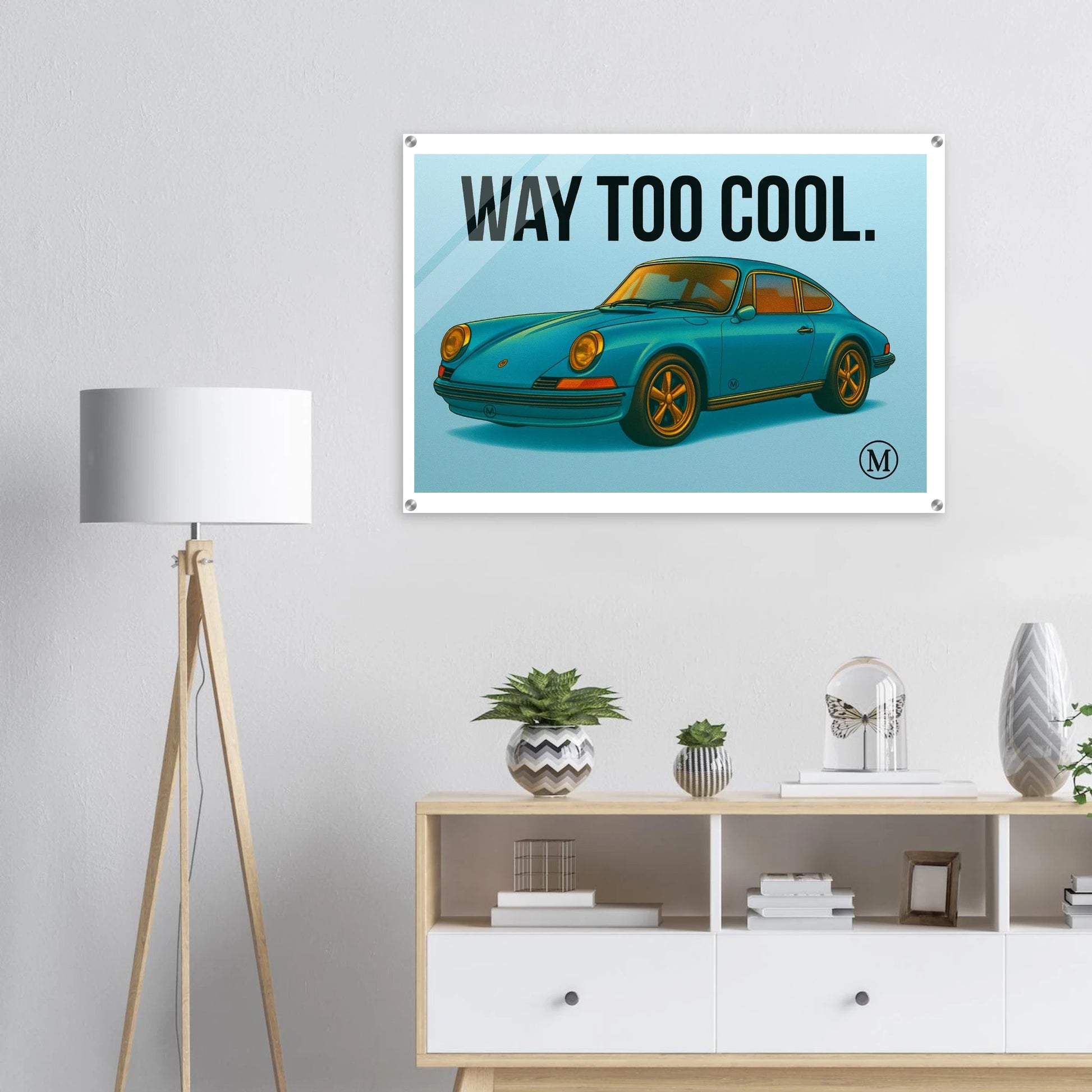 Match blue Weels Way Too Cool - porche car Automotive Wheels Wall Art print acrlylic 
