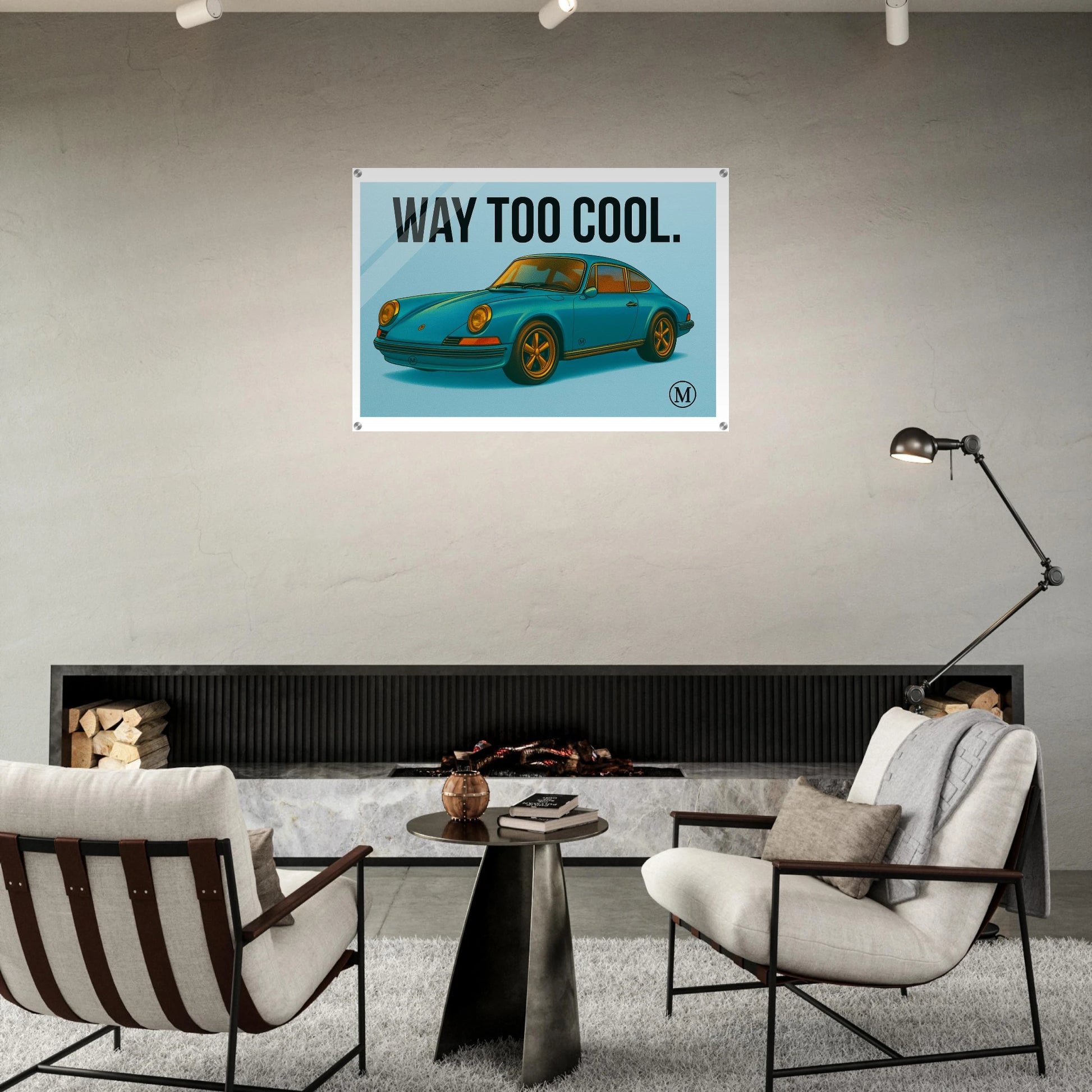 Match blue Weels Way Too Cool - porche car Automotive Wheels Wall Art print acrlylic 