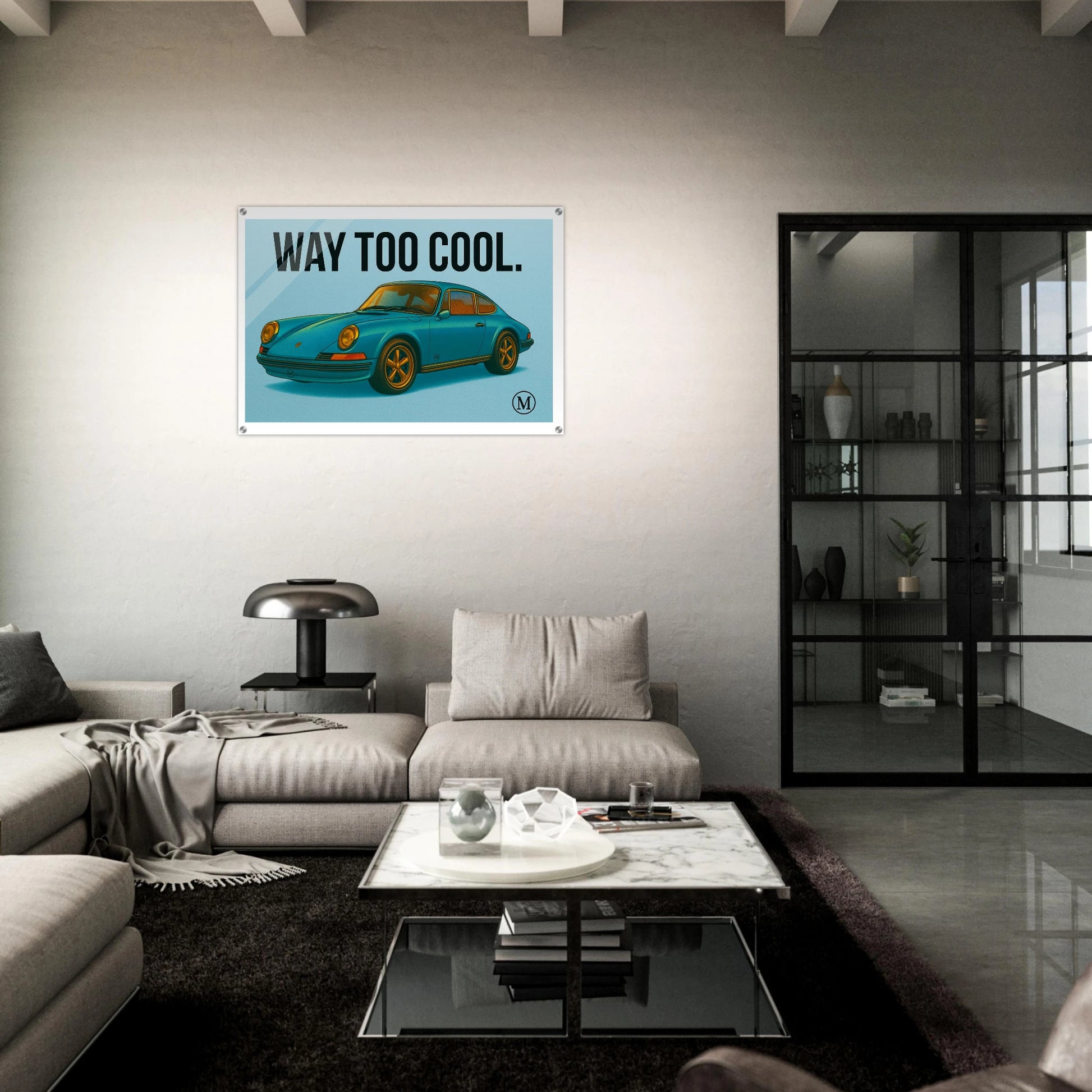 Match blue Weels Way Too Cool - porche car Automotive Wheels Wall Art print acrlylic 